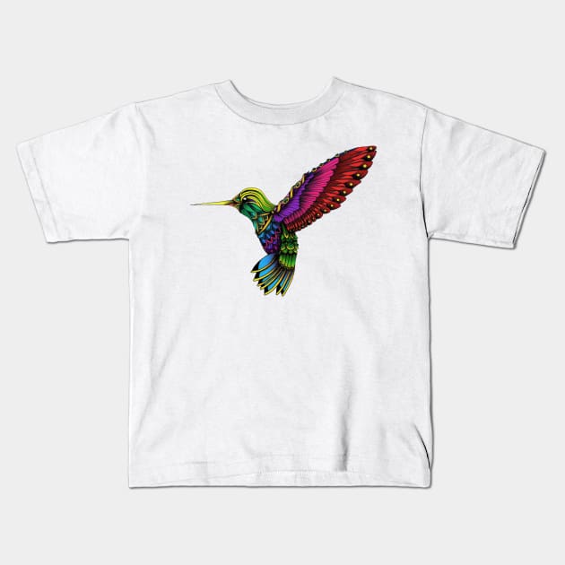 Ornate Hummingbird Kids T-Shirt by Psydrian